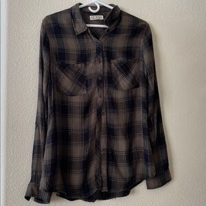 Olive Green and Black Plaid long sleeve